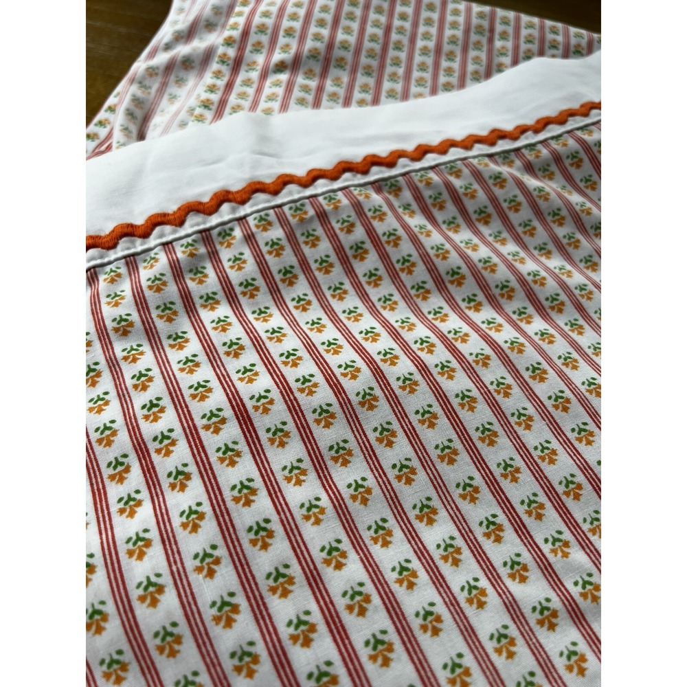 Vintage Penn-Prest Fashion Manor Floral Flat Sheet Green Orange Double 81 x 104‎